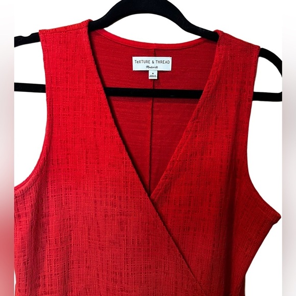 Madewell Texture & Thread Crosshatch Side Tie Dress in Enamel Red Size Med - Picture 4 of 4